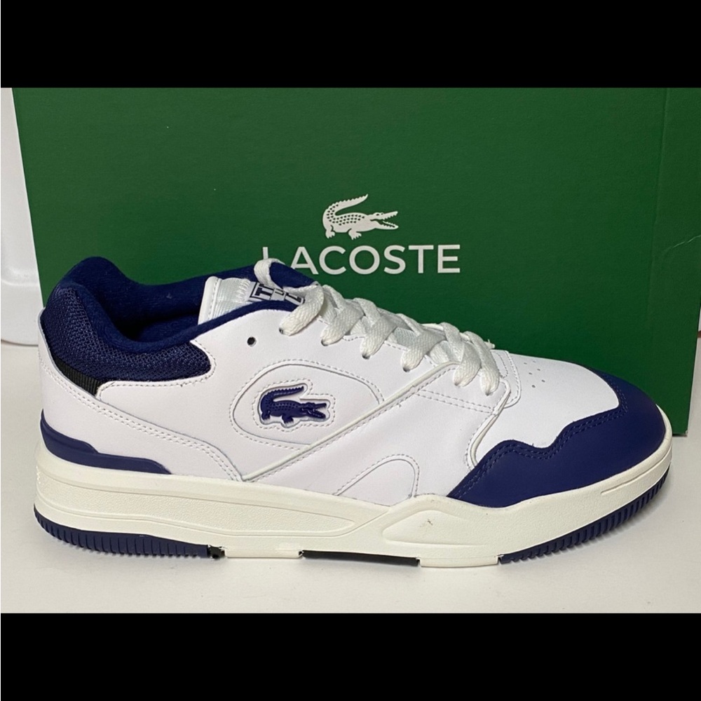 Lacoste Lineshot 223 2 SMA Mens White Leather tennis Sneakers Shoes SZ 8  US